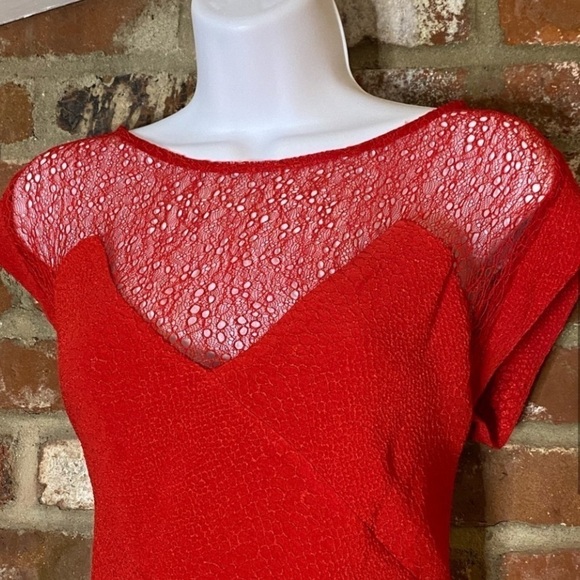 The Kooples Red Lace Illusion Mini Dress short sleeve Size XS - Picture 4 of 9